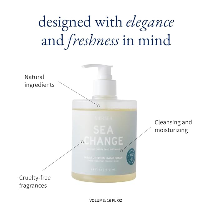 MERSEA Moisturizing Liquid Hand Soap in Large Pump Bottle, Sea Change (16 fl oz)