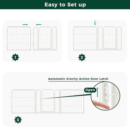 FXW Garden Fence Outdoor for The Yard – 40in(H) x 54.7ft(L) Heavy Duty Metal Animal Barrier for Dog and Rabbit, Decorative Dog Fence, 24 Panels, White