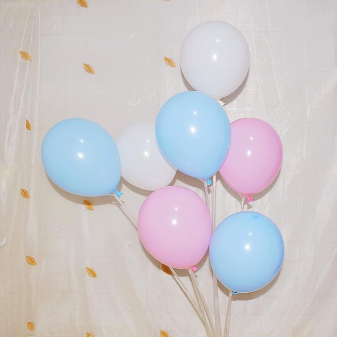 300 Pcs Pink Blue and White 5 Inch Balloons Macaron Pastel Pink and Blue White Latex Small Balloon for Baby Shower Birthday Bridal Shower Wedding Anniversary Gender Reveal Party Decorations