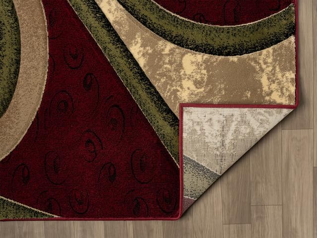 Ultra Soft Area Rug Hand Carved - Modern Abstract Design for Indoor Living Room & Bedroom - Stain Resistant, Easy to Clean - (2'7''x7, Burgundy)