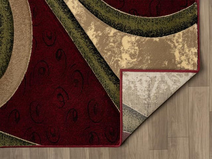 Ultra Soft Area Rug Hand Carved - Modern Abstract Design for Indoor Living Room & Bedroom - Stain Resistant, Easy to Clean - (2'7''x7, Burgundy)