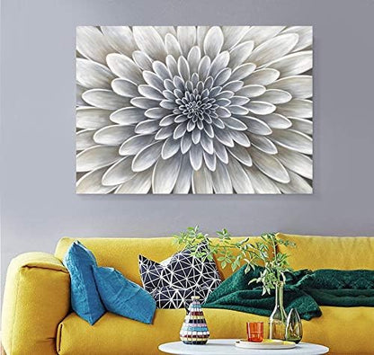 Yihui Arts White Flower Canvas Wall Art Painting, Floral Canvas Pictures Aesthetic Botanical Artwork for Bedroom Living Room Bathroom Decor