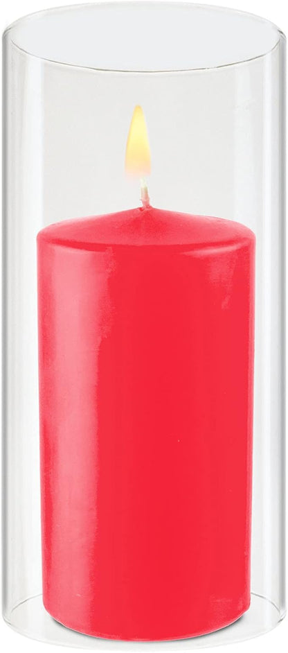 CYS Excel Glass Hurricane Candle Holder – 3" Diameter x 6" Height | Open-Ended Bottomless Cylinder Sleeve, Clear Glass Chimney Tube Cover, 1 Piece