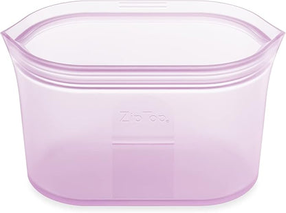 Zip Top Reusable Food Storage Bags | Medium Dish [Lavender] | Silicone Meal Prep Container | Microwave, Dishwasher and Freezer Safe | Made in the USA