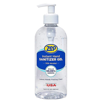 Zep Instant Hand Sanitizer Gel 70% Alcohol 500Ml Case of 12 - Exceeds CDC Recommendations - Kills 99.9% of Germs (355801)