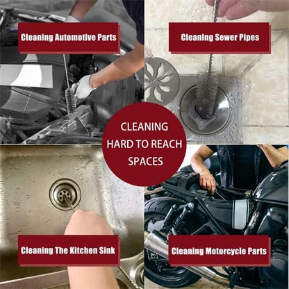 16 Inch Extra Long Pipe Cleaning Brush Set Stainless Steel Bristles, Stainless Steel Pipe Brush Steel Bottle Brush 8 Piece Variety Pack for Auto Parts, Bottles,Tubes, Etc.