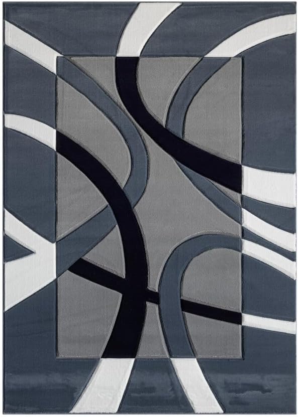 Ultra Soft Area Rug Hand Carved - Modern Abstract Design for Indoor Living Room & Bedroom - Stain Resistant, Easy to Clean - (2'7''x7, Blue)