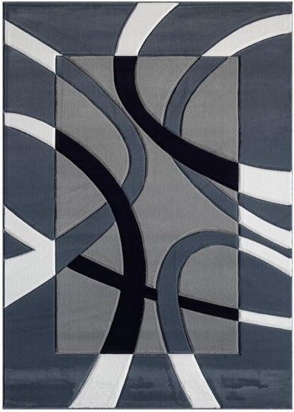 Ultra Soft Area Rug Hand Carved - Modern Abstract Design for Indoor Living Room & Bedroom - Stain Resistant, Easy to Clean - (2'7''x7, Blue)