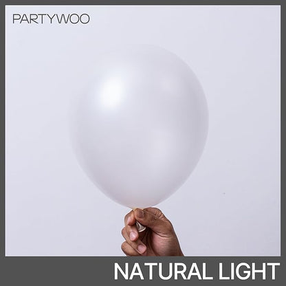 PartyWoo White Balloons, 50 pcs 12 Inch Pearl White Balloons, White Latex Balloons for Balloon Garland or Balloon Arch as Party Decorations, Birthday Decorations, Baby Shower Decorations, White-Z30