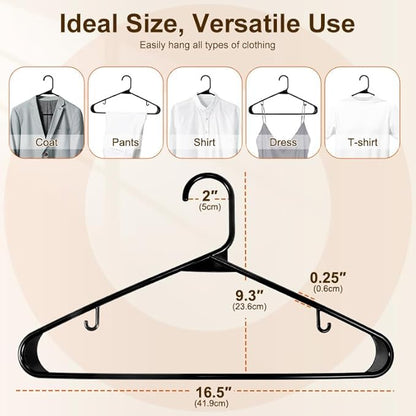 HOUSE DAY 500 Pack Plastic Clothes Hangers, Commercial Bulk Shipment for Business, Sturdy Durable Lightweight Hangers Black Ideal for Retail Dry Cleaners Warehouses, Save Cost & Warehouse Space