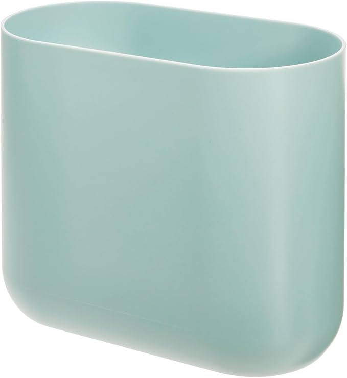 iDesign Small Slim Plastic Bathroom Trash Can, Garbage Can for Bedroom, Office, Desk, Dorm, 2-Pack, Blue