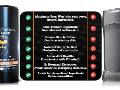 Deodorant for Men - Aluminum Free Mens Deodorant, Travel Size Natural Deodorants, Sweat Protection for Underarm, Stain-Free Deodorants, Made in USA, 3.2oz (2 Pack, Bootlegger Bourbon)