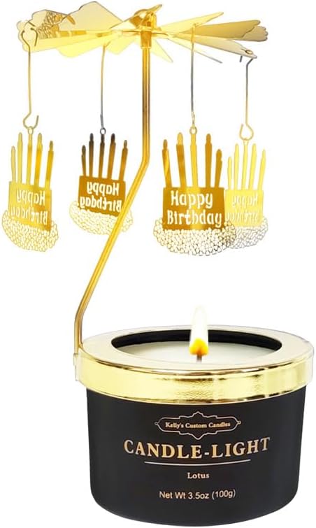Kelly's Custom Candles Gifts for Women,Funny Gift for Her,Birthday Gifts for Women,Unique Candle Gift for Mom and Wife,Rotating Scented Candles(Birthday Cake).