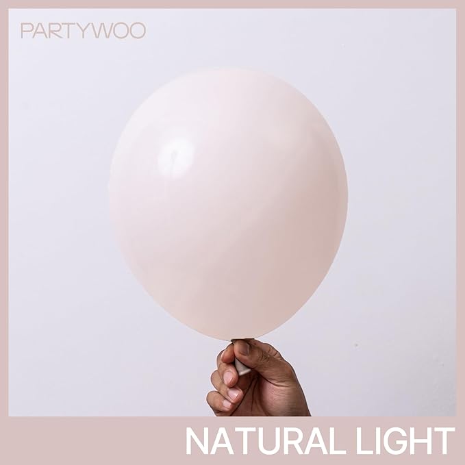 PartyWoo Beige Balloons 50 pcs 12 Inch Cream Ivory Sand White Nude Balloons Wedding Bridal Graduation Baby Shower Gender Reveal Birthday Boho Party Decorations White-F60