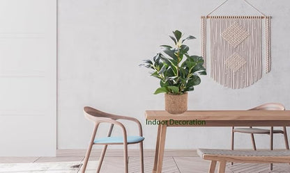 12.6" Fake Plants in Brown Ceramic Vase Real Looking and Touching Evergreen Ficus Leaf Faux Plant Indoor for Book Shelf Bathroom Office Desk Kitchen Counter Bedroom Small Space Artificial Plant Decor