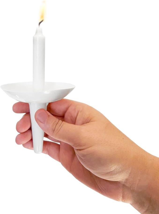 Concordia Supply Plastic Holder Candle Drip Protectors with 4.25" x 1/2" Candles - Easy to Hold White Plastic Candle Holders - Ideal for Candlelight, Memorial, & Congregational Services - Set of 100