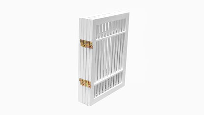 Pet Dog Gate Strong and Durable Freestanding Folding Acacia Hardwood Portable Wooden Fence Indoors or Outdoors by Urnporium (White Pet Gate, 5 Panel 24" Tall)