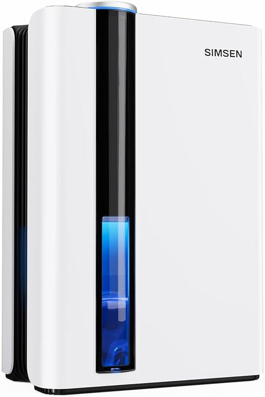 SIMSEN 95oz Dehumidifiers for Home, 800 sq ft Quiet Small Dehumidifier with Drain Hose, Dehumidifiers for Bedroom Bathroom Basements Closet RV (White)
