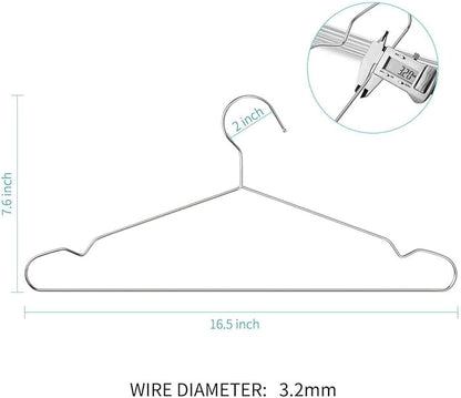 TIMMY Wire Hangers 30 Pack 16.5-Inch Stainless Steel Strong Metal Coat Hanger,Heavy-Duty, Non-Slip, Space-Saving Clothes Hangers