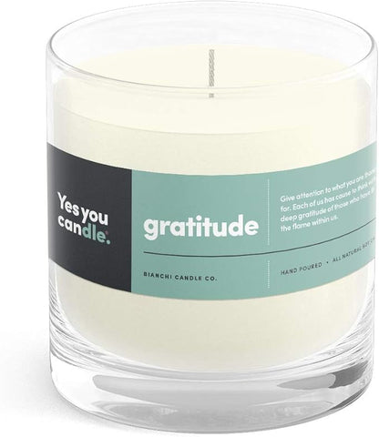 Gratitude, Bergamot & Citrus, Highly-Scented, Inspirational Soy Candle, Made in USA, Pure Essential Oils, Aromatherapy, 8 oz