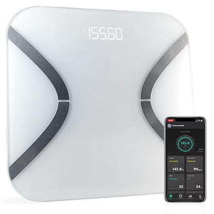 Korescale Digital Smart Scale with BMI, Body Fat, Muscle Mass, Weight | Highly Accurate Bathroom Scales, Bluetooth Composition Analyzer | Compatible with KoreHealth (White)