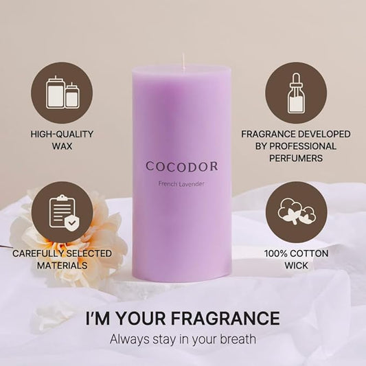 COCODOR Scented Pillar Candles, 3x6 Inch, White Jasmine, Candle Set of 3, Long Buring 85 Hours, Candles for Weddings, Party, Dinner, Home Decor.