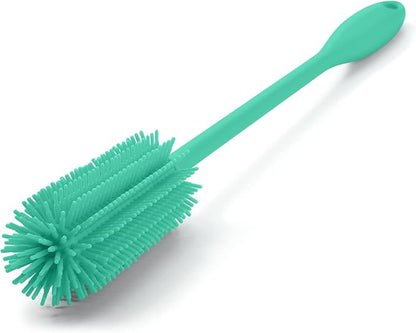 Silicone Bottle Brush, Water Bottle Cleaner Brush with Long Handle, Perfect for Cleaning Narrow Neck Containers, Vacuum Sports Bottle, Tumblers, Flask, Glassware (1 Pack, Teal)
