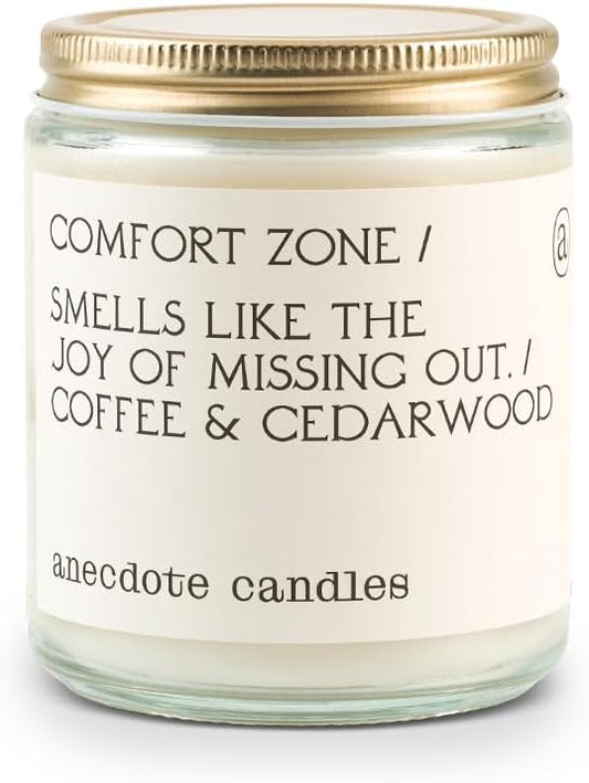 Anecdote Candles 'Comfort Zone' Coconut Soy Wax Candle Jar | Premium Hand Poured & Long Burning |Coffee & Cedarwood Scent | Phthalate-Free | for Home, Office, Gift - 7.8 Oz