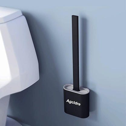 Toilet Brush with Holder Silicone Toilet Brush and Cleaning Brush for Household Bathroom Toliet Brush Set (Black,Black)