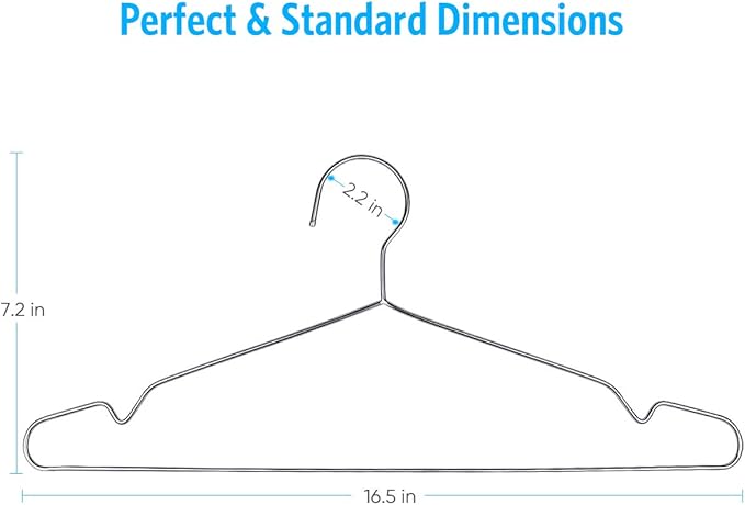 Fayleeko Stainless Steel Wire Hangers - 50 Pack Heavy Duty, Space Saving 16.5 inch Ultra Thin Coat Hangers
