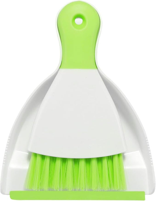 NACENA Mini Dustpan and Brush Set, Small Broom and Dustpan Set Dust Pan and Mini Hand Broom Dustpan and Broom Combo Compact for Home Table Keyboards Sofa Kitchen Pets, Green