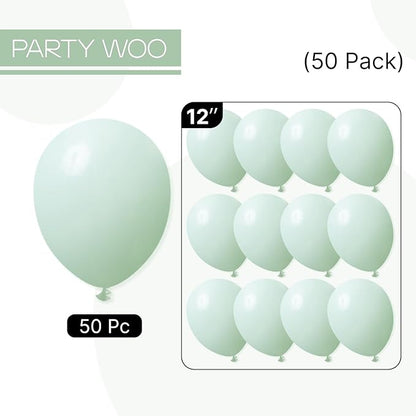 PartyWoo Mint Green Balloons 50 pcs 12 Inch Pastel Light Green Latex Helium Balloons for Birthday Baby Shower Gender Reveal Wedding Anniversary Graduation Party Decorations Green-Q06