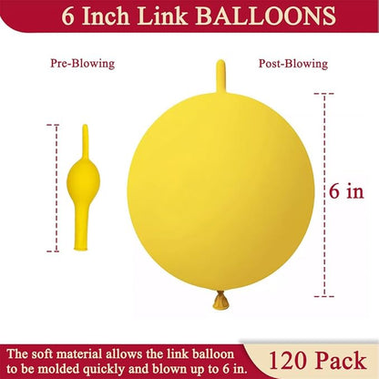 Yellow Link Balloons 6 Inch 120 Pcs Latex Quick Linking Balloon for Birthday Wedding Party Festival Decorations