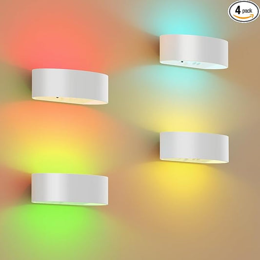 Motion Sensor Wall Light, 5000mAh Rechargeable Battery Operated Motion Sensor Light Indoor with Remote, RGB and 3 Colors Dimmable, Wireless Wall Sconces for Hallway, Living Room, Stair, bedroom