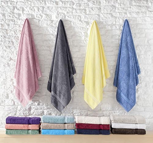 SALBAKOS 100% Turkish Cotton Extra Large Bath Sheet Set of 2 35x70 inch | Heirloom Quality | Hotel & Spa Collection | Soft, Absorbent Oversize Bath Towels | Made in Turkey (Ivory, 2 Bath Sheets)