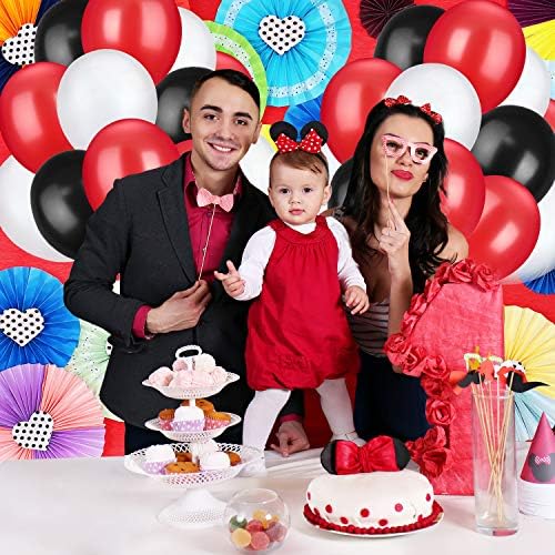 TecUnite 100 Pcs Red Black White Latex Balloons 13 Inch Colorful Round Balloons for Wedding Birthday Festival Racing Car Poker Card Party Decoration