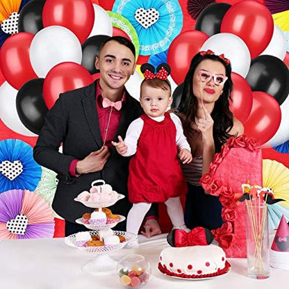 TecUnite 100 Pcs Red Black White Latex Balloons 13 Inch Colorful Round Balloons for Wedding Birthday Festival Racing Car Poker Card Party Decoration
