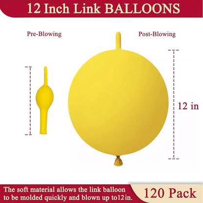 Yellow Link Balloons 12 Inch 120 Pcs Latex Quick Linking Balloon for Birthday Wedding Party Festival Decorations