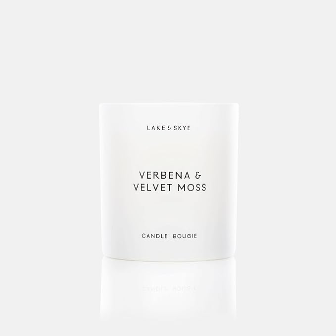 Lake & Skye Verbena & Velvet Moss Candle, (8 oz) 50 Hours of Burn Time, 100% Soy Wax, Vegan - Floral Green Scent with Spicy Twist