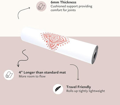 TPE Yoga Mat - Artist Designed, Premium eco friendly mats, Non Slip, Non toxic, Great For Regular & Hot Yoga, Pilates and Workouts (72 inch x 24 inch x 6mm thick)
