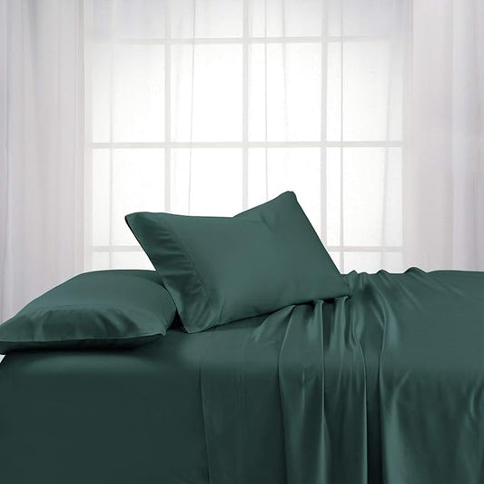 Royal Hotel Bedding ABRIPEDIC Sheets, Viscose from Bamboo, Sheet Set 600 Thread Count, Silky Soft Sheets, Viscose from Bamboo, Sheet Set, Twin-XL, Teal
