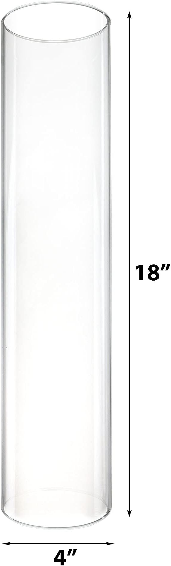 CYS EXCEL D-4" H-18 Glass Open Ended Hurricane Candleholder Bottomless Cylinder Sleeve Clear Chimney Shade Tube Cover, 1 Piece