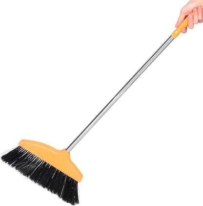 Gatuida Soft Bristle Angle Broom with Dustpan Set Long Handle Floor Broom for Pet Hair and Garage Cleaning for Indoor Kitchen and Outdoor Use Orange