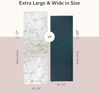 Suede yoga mat - Premium Printed Natural Eco-friendly Non-Slip Mat Great for Hot Yoga, Pilates, Workouts (72 inch x 24 inch x 3mm thick)