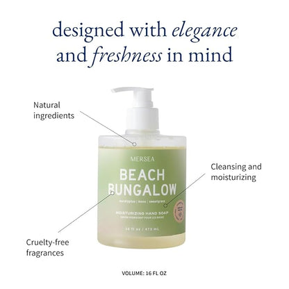 MERSEA Moisturizing Liquid Hand Soap in Large Pump Bottle, Beach Bungalow (16 fl oz)