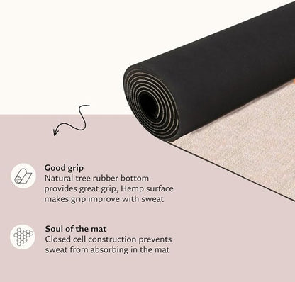 Pro Hemp Mat - Artist Designed, Premium Printed Eco-Friendly Non-Slip mat, Great for Regular & Hot Yoga, Pilates, Workouts 72 inch x 24 inch x 3mm Thick