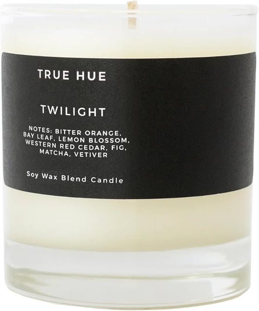 True Hue | Luxury Highly Scented Candle | Premium Soy Wax Blend | 7.75 oz | 40-50 Hour Burn Time | Cotton Wick | Natural Candles | Glass (Twilight)
