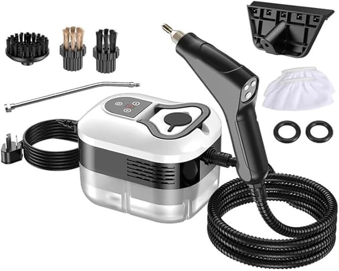 Saker Handheld Steam Cleaner, 2500W Multi-Surface Steamer with 6 Adjustable Steam Settings, Large 36oz Tank, and Attachments for Floors, Windows and More (White-Dual Control (Upgraded Touch Control))