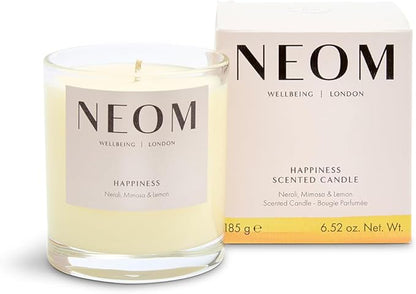 NEOM- Happiness 1 Wick Candle | Neroli, Mimosa & Lemon | Essential Oil Aromatherapy Candle