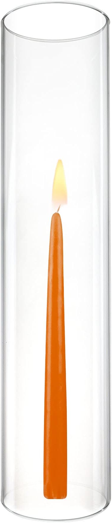 CYS EXCEL D-4" H-18 Glass Open Ended Hurricane Candleholder Bottomless Cylinder Sleeve Clear Chimney Shade Tube Cover, 1 Piece